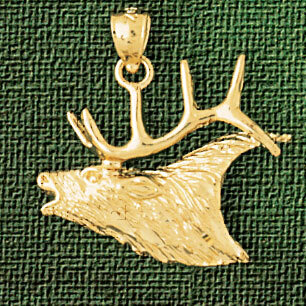 Elk Pendant Necklace Charm Bracelet in Yellow, White or Rose Gold 2241