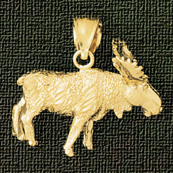 Moose Pendant Necklace Charm Bracelet in Yellow, White or Rose Gold 2244