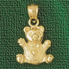 Teddy Bear Pendant Necklace Charm Bracelet in Yellow, White or Rose Gold 2264