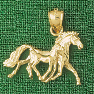 Horse Pendant Necklace Charm Bracelet in Yellow, White or Rose Gold 2266