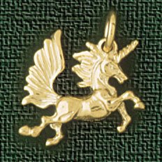 Horse Unicorn Pendant Necklace Charm Bracelet in Yellow, White or Rose Gold 2268