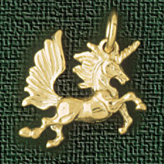 Dazzlers Jewelry Horse Unicorn Pendant Necklace Charm Bracelet in Yellow, White or Rose Gold 2268, …