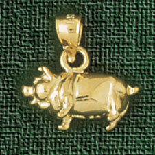 Pig Pendant Necklace Charm Bracelet in Yellow, White or Rose Gold 2274