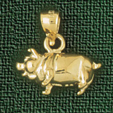 Dazzlers Jewelry Pig Pendant Necklace Charm Bracelet in Yellow, White or Rose Gold 2274, MPN: DZ-22…
