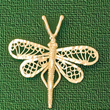 Dragonfly Pendant Necklace Charm Bracelet in Yellow, White or Rose Gold 3165