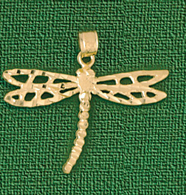 Dragonfly Pendant Necklace Charm Bracelet in Yellow, White or Rose Gold 3168