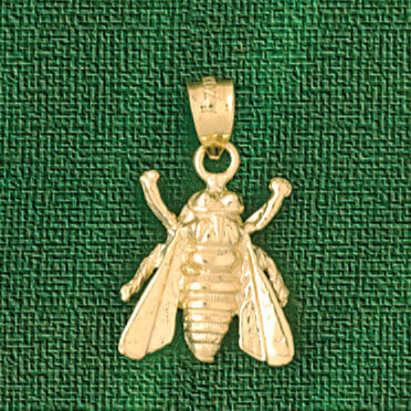 Fly Insect Pendant Necklace Charm Bracelet in Yellow, White or Rose Gold 3177