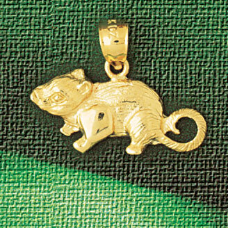 Rat Mouse Pendant Necklace Charm Bracelet in Yellow, White or Rose Gold 2759