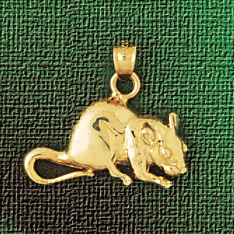 Rat Mouse Pendant Necklace Charm Bracelet in Yellow, White or Rose Gold 2760