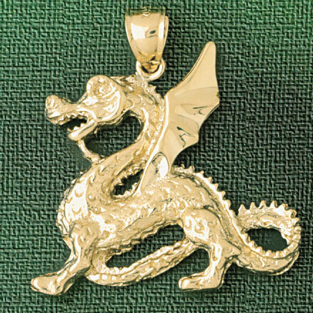 Dragon Pendant Necklace Charm Bracelet in Yellow, White or Rose Gold 2376