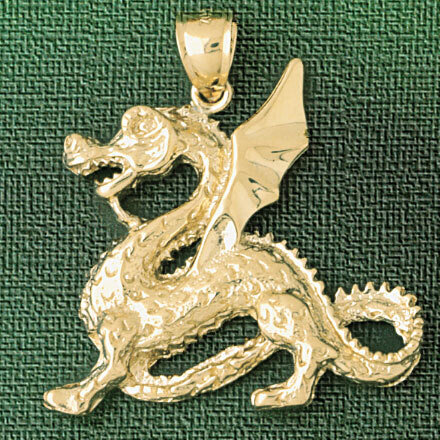 Dazzlers Jewelry Dragon Pendant Necklace Charm Bracelet in Yellow, White or Rose Gold 2376, MPN: DZ…