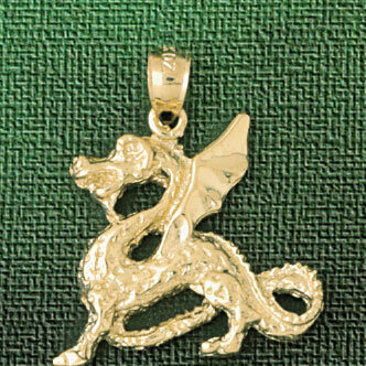 Dragon Pendant Necklace Charm Bracelet in Yellow, White or Rose Gold 2377