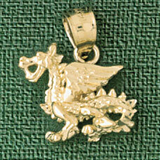 Dragon Pendant Necklace Charm Bracelet in Yellow, White or Rose Gold 2382