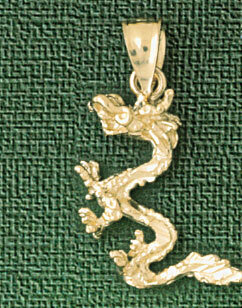 Dragon Pendant Necklace Charm Bracelet in Yellow, White or Rose Gold 2383