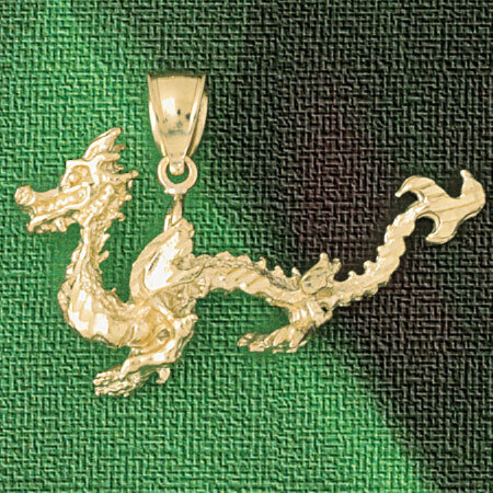 Dragon Pendant Necklace Charm Bracelet in Yellow, White or Rose Gold 2385