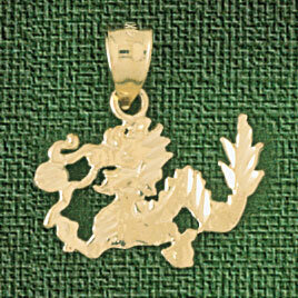 Dragon Pendant Necklace Charm Bracelet in Yellow, White or Rose Gold 2387