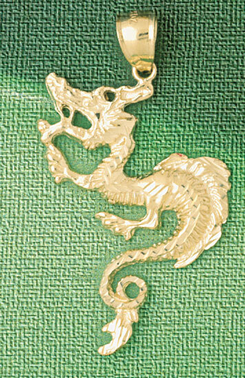 Dragon Pendant Necklace Charm Bracelet in Yellow, White or Rose Gold 2389