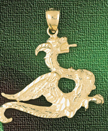 Dragon Pendant Necklace Charm Bracelet in Yellow, White or Rose Gold 2393