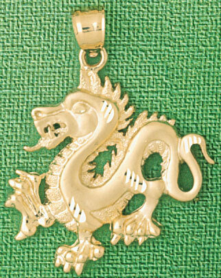 Dragon Pendant Necklace Charm Bracelet in Yellow, White or Rose Gold 2396