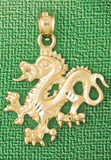 Dragon Pendant Necklace Charm Bracelet in Yellow, White or Rose Gold 2397