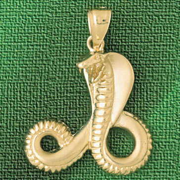 Cobra Snake Pendant Necklace Charm Bracelet in Yellow, White or Rose Gold 2402