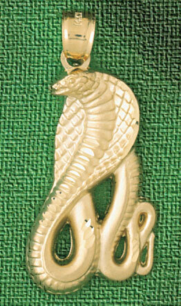 Cobra Snake Pendant Necklace Charm Bracelet in Yellow, White or Rose Gold 2403