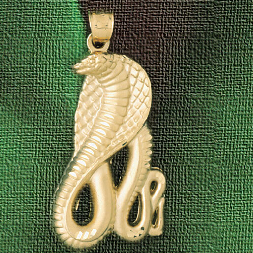 Cobra Snake Pendant Necklace Charm Bracelet in Yellow, White or Rose Gold 2404