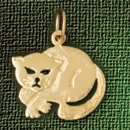 Dazzlers Jewelry Cat Kitten Pendant Necklace Charm Bracelet in Yellow, White or Rose Gold 1964, MPN…