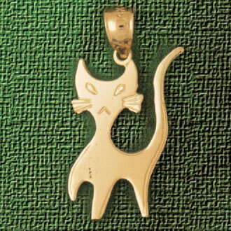 Cat Kitten Pendant Necklace Charm Bracelet in Yellow, White or Rose Gold 1970