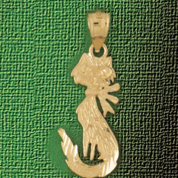 Cat Kitten Pendant Necklace Charm Bracelet in Yellow, White or Rose Gold 1972