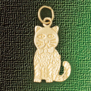 Cat Kitten Pendant Necklace Charm Bracelet in Yellow, White or Rose Gold 1979
