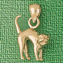 Cat Kitten Pendant Necklace Charm Bracelet in Yellow, White or Rose Gold 1990