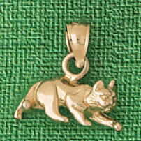 Cat Kitten Pendant Necklace Charm Bracelet in Yellow, White or Rose Gold 1991