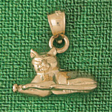 Cat Kitten Pendant Necklace Charm Bracelet in Yellow, White or Rose Gold 1992
