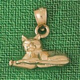 Dazzlers Jewelry Cat Kitten Pendant Necklace Charm Bracelet in Yellow, White or Rose Gold 1992, MPN…