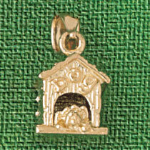 Dog House Pendant Necklace Charm Bracelet in Yellow, White or Rose Gold 2008