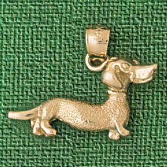 Dachshund Dog Pendant Necklace Charm Bracelet in Yellow, White or Rose Gold 2011