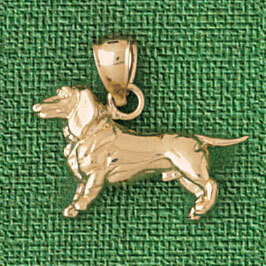 Dachshund Dog Pendant Necklace Charm Bracelet in Yellow, White or Rose Gold 2012