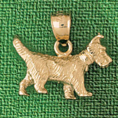 Schnauzer Dog Pendant Necklace Charm Bracelet in Yellow, White or Rose Gold 2014