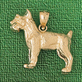 Schnauzer Dog Pendant Necklace Charm Bracelet in Yellow, White or Rose Gold 2015