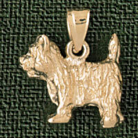 Dazzlers Jewelry Yorkshire Terrier Dog Pendant Necklace Charm Bracelet in Yellow, White or Rose Gol…