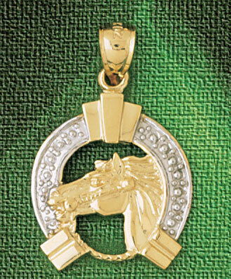 Horseshoe Pendant Necklace Charm Bracelet in Yellow, White or Rose Gold 2287