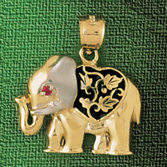 Elephant Pendant Necklace Charm Bracelet in Yellow, White or Rose Gold 2303