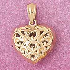 Dazzlers Jewelry 3 Dimensional Heart Pendant Necklace Charm Bracelet in Yellow, White or Rose Gold …