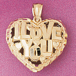 3 Dimensional I love you Heart Pendant Necklace Charm Bracelet in Yellow, White or Rose Gold 4059