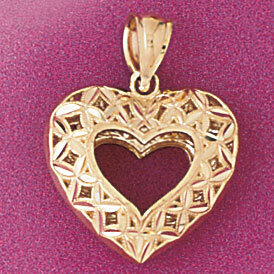 3 Dimensional Heart Pendant Necklace Charm Bracelet in Yellow, White or Rose Gold 4061