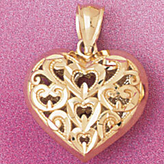 Dazzlers Jewelry Heart Pendant Necklace Charm Bracelet in Yellow, White or Rose Gold 4063, MPN: DZ-…