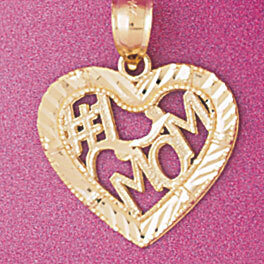 Best Mom Heart Pendant Necklace Charm Bracelet in Yellow, White or Rose Gold 4095