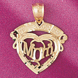 Best Mom Heart Pendant Necklace Charm Bracelet in Yellow, White or Rose Gold 4096