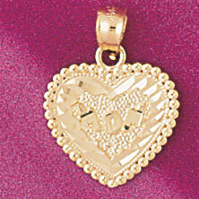 Best Mom Heart Pendant Necklace Charm Bracelet in Yellow, White or Rose Gold 4097